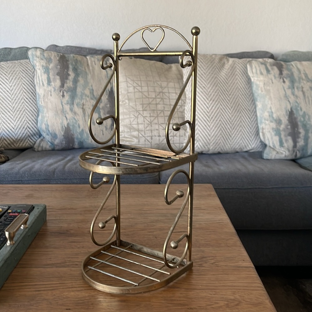 Vintage heart brass vanity shelf